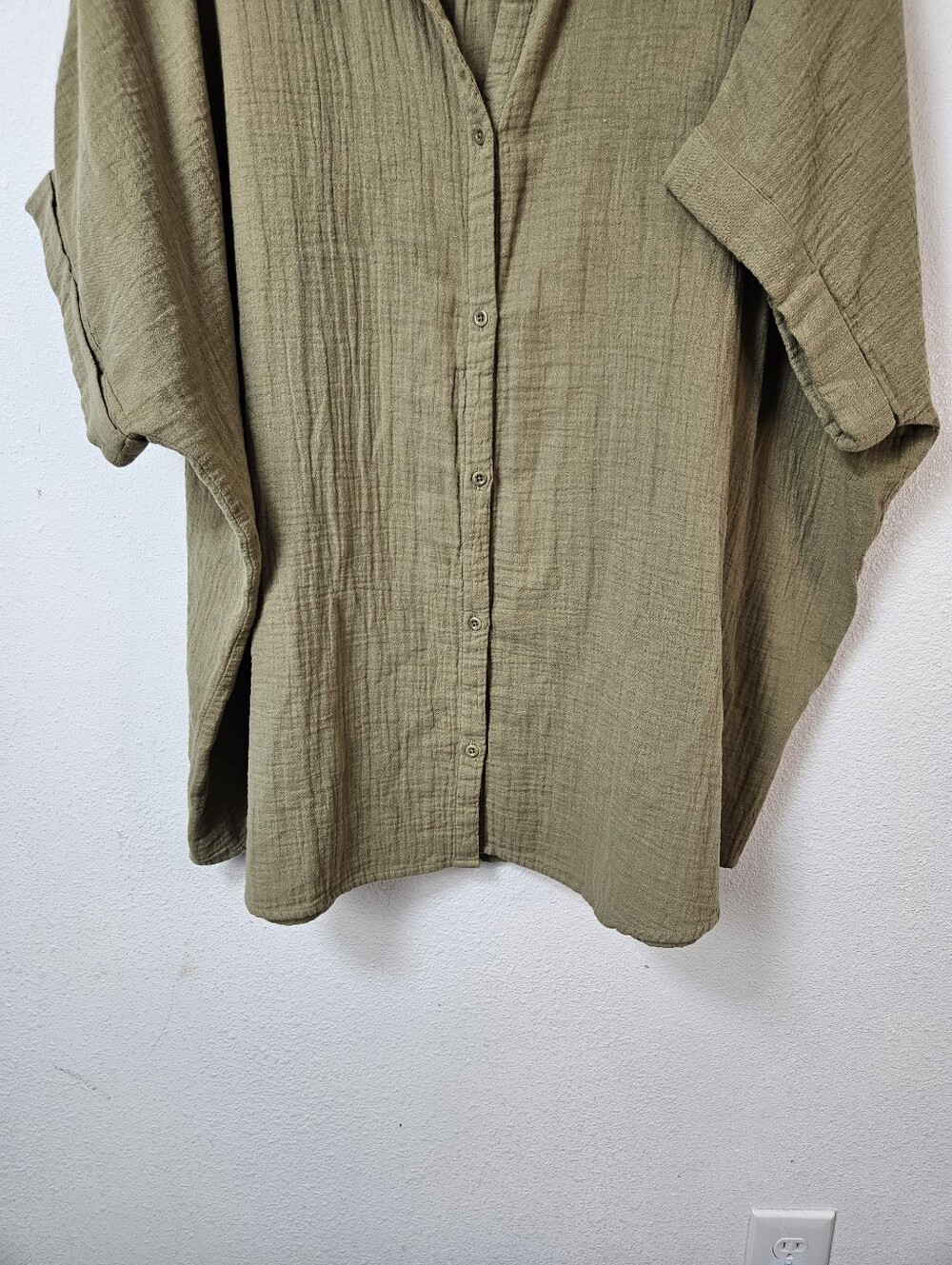 Pact Organic Cotton Coastal Double Gauze Oversized Short Sleeve Shirt XL/XXL - Picture 2 of 7